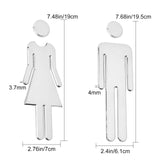 ABS Male & Female Bathroom Sign Stickers, Public Toilet Sign, for Wall Door Accessories Sign, Silver, Male: 195x61x4mm, Female: 190x70x3.7mm