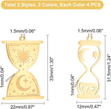 8Pcs 2 Style 201 Stainless Steel Pendants, Laser Cut, Sand Clock, Golden & Stainless Steel Color, 4pcs/style