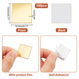 100Pcs Gold Acrylic Mirror Wall Stickers, Self Adhesive Mirror Tiles, for Home Living Room Bedroom Decoration, Square, 19.5x19.5x1mm