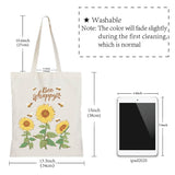 Foldable Canvas Cloth Pouches, with Handle, Reusable Shoulder Bags for Shopping, Sunflower Pattern, 38x33cm