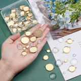 DIY Link Making Kits, 84Pcs Flat Round 304 Stainless Steel Cabochon Connector Settings and Half Round/Dome Glass Cabochons, Real 18K Gold Plated, 84pcs/box