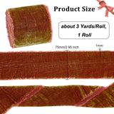 Flat Velvet Ribbons, Raw Edged Ribbons, Clothes Accessories, Saddle Brown, 3 inch(75mm), about 3 Yards/Roll