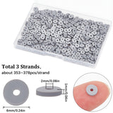 Flat Round Handmade Polymer Clay Beads, Disc Heishi Beads for Hawaiian Earring Bracelet Necklace Jewelry Making, Gray, 6x1mm, Hole: 2mm, about 353~378pcs/strand, 17.70 inch(44.95cm), 3 strands/box