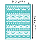 Self-Adhesive Silk Screen Printing Stencil, for Painting on Wood, DIY Decoration T-Shirt Fabric, Turquoise, Mixed Shapes, 195x140mm