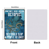 Vintage Metal Tin Sign, Iron Wall Decor for Bars, Restaurants, Cafes Pubs, Rectangle, Octopus, 300x200x0.5mm