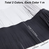 2M 2 Colors Faux Leather Fringe Trimmings, Double Side Leather Tassel Trims, Costume Embellishments, Mixed Color, 6-1/8 inch(155mm), 1m/color