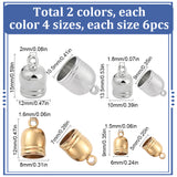 48Pcs 8 Styles Brass Cord Ends, End Caps, Cone, Mixed Color, 9~15x6~12mm, Hole: 1.5~2mm, Inner Diameter: 5~10.5mm, 6pcs/style