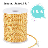 3-Ply Polyester Twisted Cords, Milan Cord, with Spool, Gold, 3mm, about 32.81 Yards(30m)/Roll