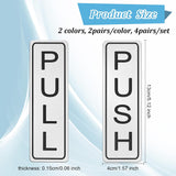 4 Pairs 2 Colors Pull Push Door Sign, Adhesive ABS Sign Stickers, Vertical Rectangle, for Office, Stores, Cafes, Shops, Mixed Color, 130x40x1.5mm, 2 pairs/color