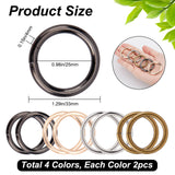 8Pcs 4 Colors Zinc Alloy Linking Rings, Welded, Round Ring, Mixed Color, 33x4mm, Inner Diameter: 25mm, 2pcs/color