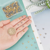 200Pcs 2 Colors 304 Stainless Steel Spacer Beads, Flat Round, Golden & Stainless Steel Color, 5x2mm, Hole: 1.5mm, 100pcs/style