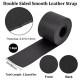 2M Flat Single Face Lychee Pattern Imitation Leather Band, Black, 50x1.8mm, about 2.19 Yards(2m)/Roll