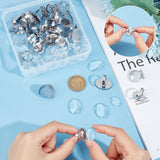 DIY Blank Dome Oval Finger Ring Making Kit, Including Stainless Steel Adjustable Ring Components, Glass Cabochons, Stainless Steel Color, 64Pcs/box