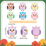 12Pcs 6 Colors PVC Cartoon Owl Doll Pendants, for Keychains, Mixed Color, 43x37x26mm, Hole: 3mm, 2pcs/color