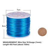 Round Aluminum Wire, Deep Sky Blue, 18 Gauge, 1mm, about 492.12 Feet(150m)/roll