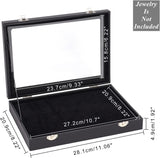 Imitation Leather Storage Box, with Lint, Rectangle, Black, 20.9x28.1x4.9cm