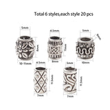 Tibetan Style Alloy European Beads, Large Hole Beads, Barrel with Flower, Cadmium Free & Lead Free, Antique Silver, 110x70x30mm, about 120pcs/box