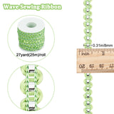 25M Metallic Yarn Lace Ribbons, Jacquard Ribbon, Garment Accessories, Green Yellow, 1/4 inch(8mm)