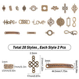 Alloy Links Connectors, Mixed Shape, Antique Bronze, 40pcs/box