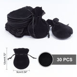 Gourd Velvet Bags, Black, 12x9cm