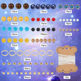 DIY Gemstone Chakra Bracelet Making Kit, Including Round Cat Eye & Natural Mixed Gemstone & Glass Beads, Antique Golden & Golden, 310Pcs/set