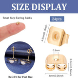 Brass Ear Nuts, Friction Earring Backs for Stud Earrings, Long-Lasting Plated, Real 18K Gold Plated, 6x4.5x3.5mm, Hole: 0.8mm, 24pcs/set