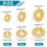 60Pcs 3 Styles Brass Spacer Bead, Flat Round with Gear Lace, Real 18K Gold Plated, 6~9.5x1.5~1.8mm, Hole: 2~2.5mm, 20pcs/style