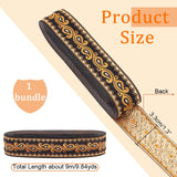 Ethnic Embroidery Polyester Flat Ribbons, Jacquard Ribbon, Black, 1-1/4 inch(33mm), about 9.84 Yards(9m)/Bundle