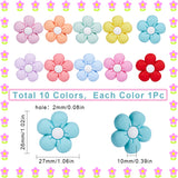 10Pcs 10 Colors Food Grade Eco-Friendly Silicone Beads, Chewing Beads For Teethers, DIY Nursing Necklaces Making, Flower, Mixed Color, 26x27x10mm, Hole: 2mm, 1pc/color