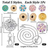DIY Interchangeable Flower Office Lanyard ID Badge Holder Necklace Making Kit, Including Rhinestone Snap Buttons & Alloy Keychain Making, 304 Stainless Steel Cable Chains Necklace, Mixed Color, 7Pcs/box