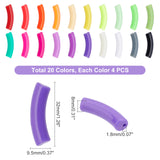 80Pcs 20 Colors Opaque Acrylic Beads, Curved Tube, Mixed Color, 80pcs/bag