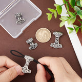 4Pcs 2 Style 304 Stainless Steel Pendants, Thor's Hammer, Antique Silver, 20~29.5x17~21x6~7mm, Hole: 3.5~4mm, 2pcs/style