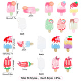 30Pcs 7 Style Resin Cabochons, DIY for Mobile Phone Decoration & Bobby Pin Accessories, Ice Cream, Mixed Color, 34x19x2mm