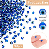 Evil Eye Resin Beads, Round, Royal Blue, 4mm, Hole: 1mm, 800pcs/box