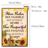 Iron Sign Posters, for Home Wall Decoration, Rectangle with Word Hive Rules, Sunflower Pattern, 300x200x0.5mm