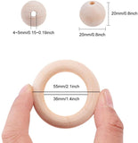 Round/Ring Unfinished Wood Beads, Natural Wooden Loose Beads Spacer Beads, Moccasin, 20~55x9~18mm, Hole: 4~36mm, 75pcs/set