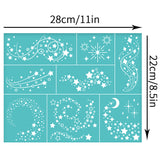 Self-Adhesive Silk Screen Printing Stencil, for Painting on Wood, DIY Decoration T-Shirt Fabric, Turquoise, Star, 280x220mm