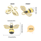 24Pcs Alloy Enamel Pendants, with Crystal Rhinestone, for DIY Accessories, Bees, Light Gold, Lead Free & Cadmium Free, Yellow, 13.5x17x3mm, Hole: 1.8mm