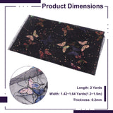 1Pc Butterfly Pattern Polyester Mesh Tulle Fabric, Garment Accessories, with Paillette, Black, 130~150x0.02cm