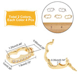 8Pcs 2 Colors Brass Peanut Twister Clasp, with Rhinestone, for Purse Making, Platinum & Golden, 19x10x3.5mm, Inner Diameter: 12.5x6.5mm