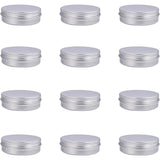 Round Aluminium Tin Cans, Aluminium Jar, Storage Containers for Cosmetic, Candles, Candies, with Screw Top Lid, Platinum, 8.3x2.8cm, Capacity: 100ml, 12pcs/box