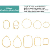 40Pcs 10 Styles Alloy Open Back Bezel Pendants, Geometric Charms For DIY UV Resin, Epoxy Resin, Pressed Flower Jewelry, Light Gold, 20.5~50x17~44x1.5~3mm, hole: 1.2~3mm, 4pcs/style