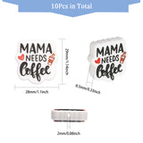 Word Mama Needs Coffee Silicone Beads, DIY Nursing Necklaces and Bracelets Making, Chewing Pendants For Teethers, White, 29x28x8.5mm, Hole: 2mm, 10pcs/box