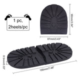 Anti Skid Rubber Shoes Bottom Heel Sole, Wear Resistant Raised Grain Repair Sole Pad for Boots, Leather Shoes, Black, 188x85x8.5mm, 2heels/pc