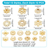 DIY Jewelry Making Kits, Including Brass Snowflake Spacer Beads and Flower Petal Bead Caps, Golden, 4~6x4~6.5x1~2mm, 144Pcs/box