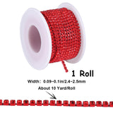 1 Roll Electrophoresis Iron Rhinestone Strass Chains, Rhinestone Cup Chains, with Spool, Light Siam, SS8.5, 2.4~2.5mm, about 10 Yards/roll