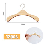 12Pcs Miniature Wood Doll Clothes Hangers, with Iron Hooks, for Dollhouse Closet Accessories Pretending Prop Decorations, Navajo White, 58x100x5mm