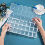 Plastic Bead Containers, Adjustable Dividers Box, 24 Compartments, Rectangle, Clear, 32.7x15.7x3.1cm