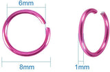 Aluminum Wire Open Jump Rings, Ring Shape, Mixed Color, 8x1mm, 6mm inner diameter, about 140pcs/compartment, Packaging Box: 21.8x11x3cm