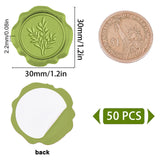 Adhesive Wax Seal Stickers, Envelope Seal Decoration, for Craft Scrapbook DIY Gift, Green, Leaf Pattern, 3cm, about 50pcs/box